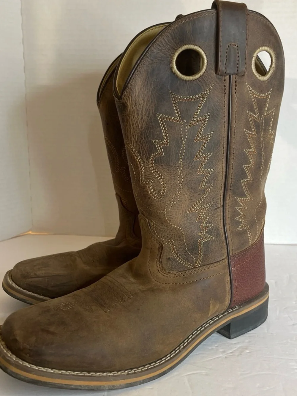 Men's Brown Leather Western Work Boots